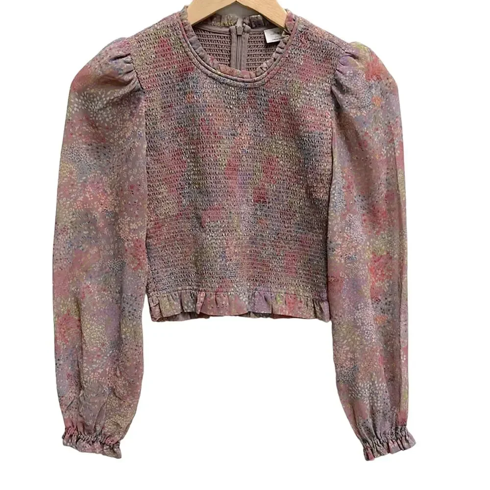 Aritzia Wilfred Tempest Blouse Size 2XS Gray Taupe Multi